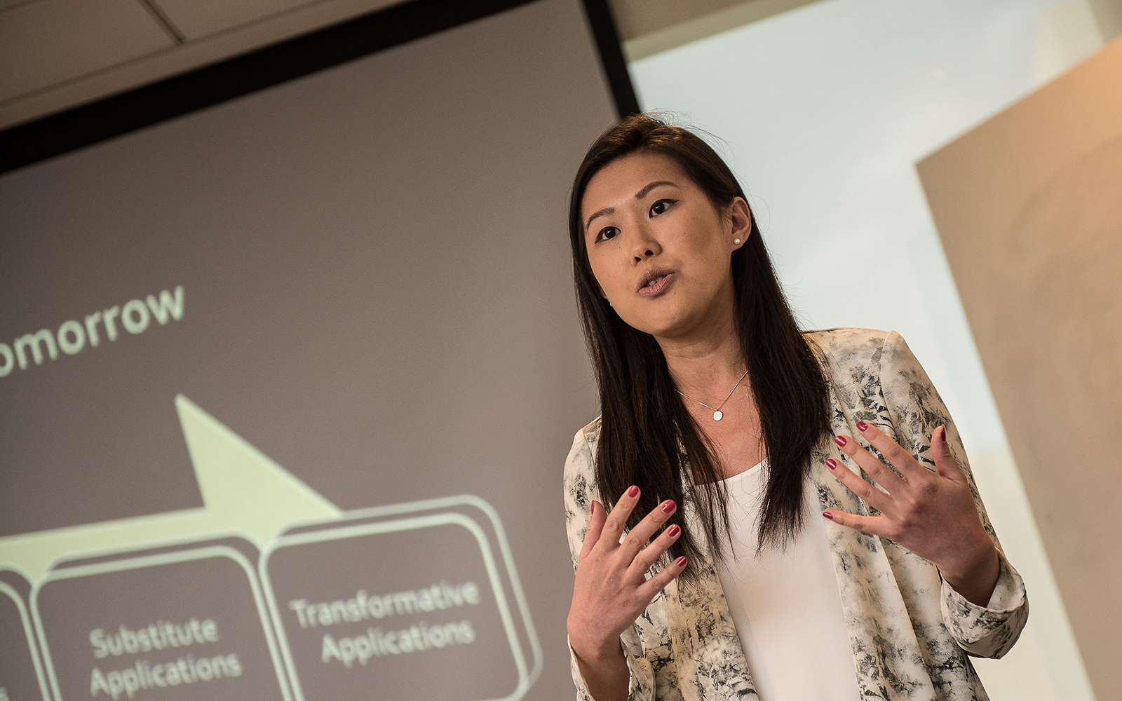 Woman Giving Presentation at UConn School of Business